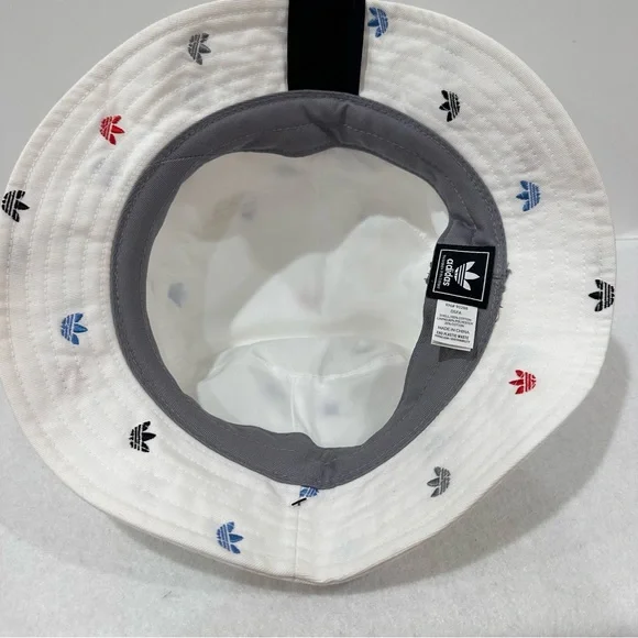 Adidas White Bucket Hat with Colorful Trefoil Embroidered Logos - Picture 6 of 8